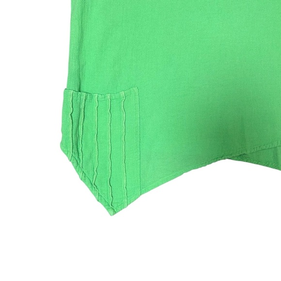 Oh My Gauze green short sleeve asymmetrical cotton Top size 3 XXL 2xl lagenlook - Picture 4 of 8